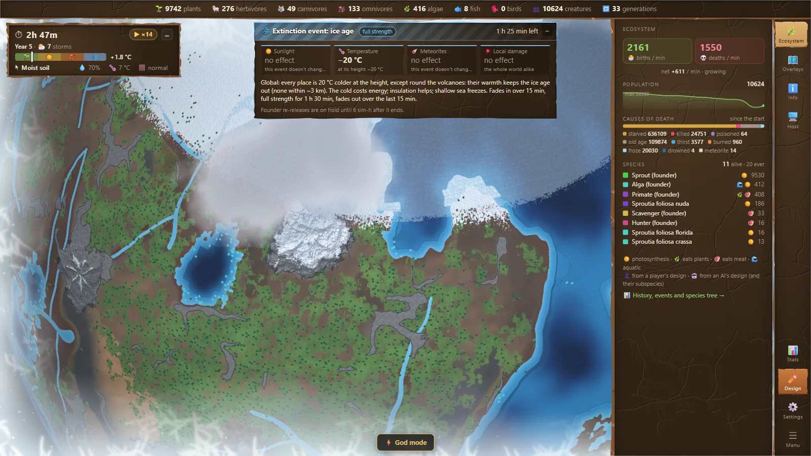 An ice age freezes the seas